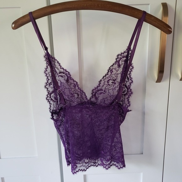 3 Pc Lingerie Set Womens M Purple Sheer Lace Robe Cami Shorts Kimono Robe Sexy - Picture 4 of 8